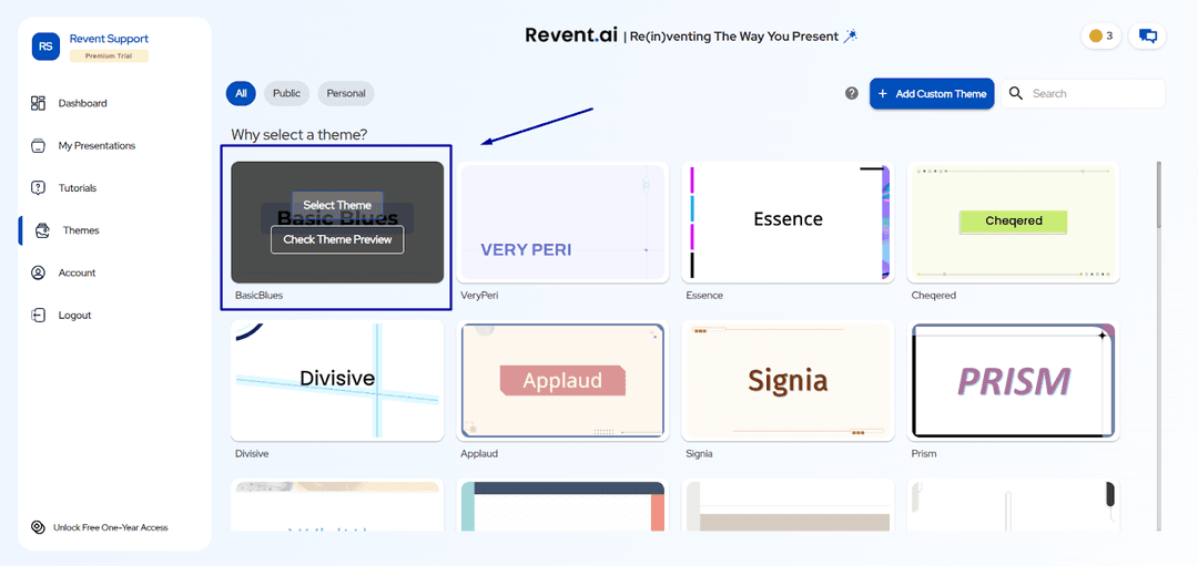Select an Academic or Professional Theme